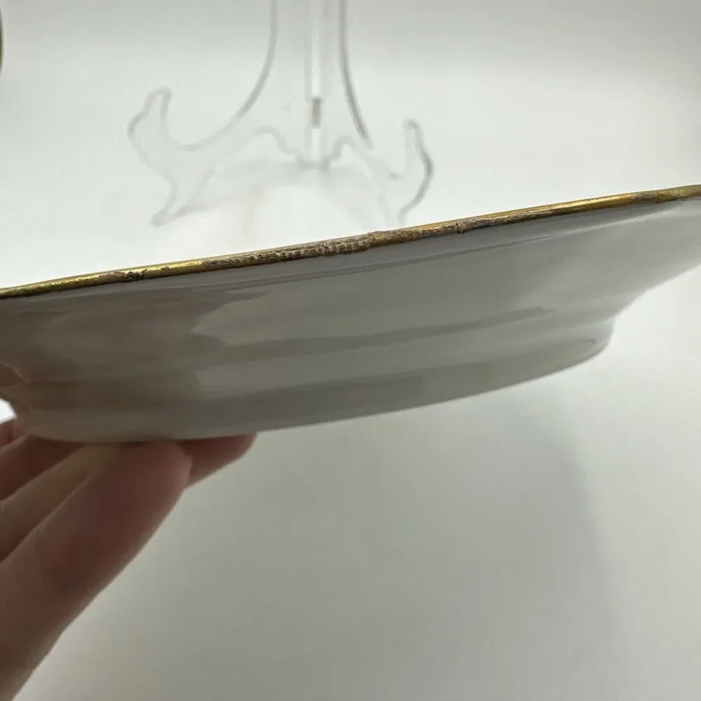 Antique Limoges Plate 9.25” Gold Trim France 12-sided Embossed Scroll - Picture 14 of 14